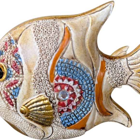Decorative Mosaic Fish Figurine Multicolor Small Art Piece 7" x 5.5" - Picture 4 of 7
